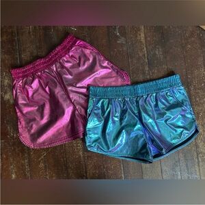 Metallic Shorts Duo - Pink and Teal Shimmer